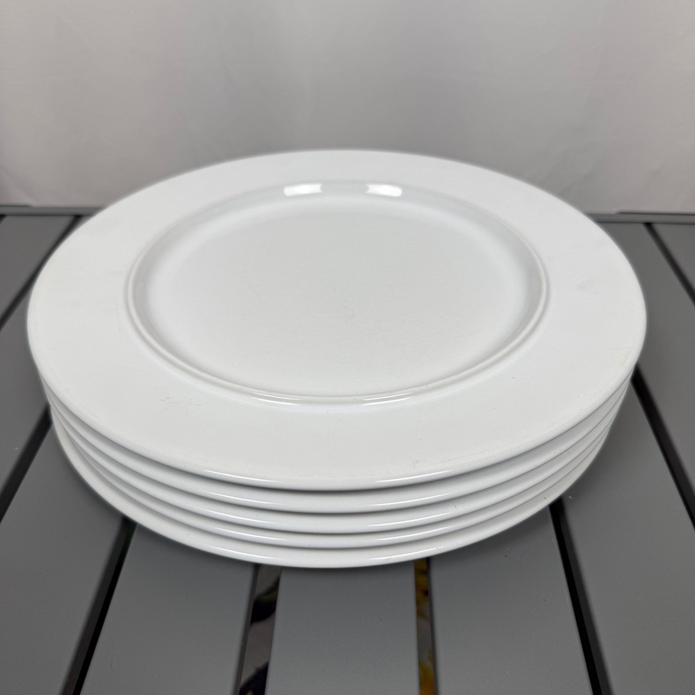 Set of 5x Vintage 1986 Sasaki Anello White Plates Vignelli Designs Made in Japan